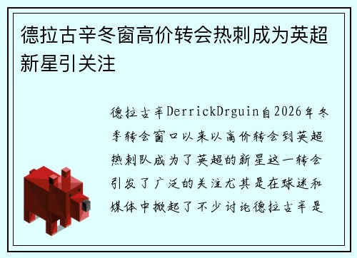 德拉古辛冬窗高价转会热刺成为英超新星引关注